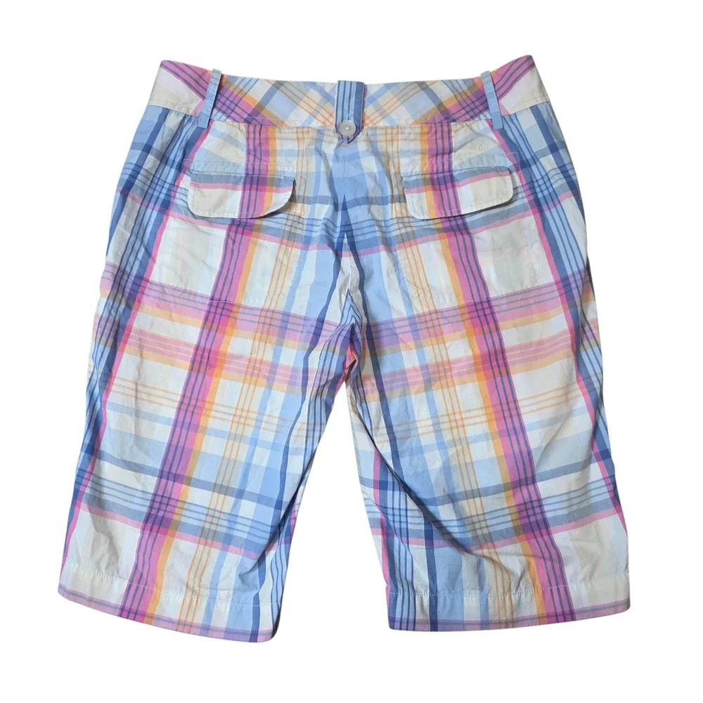 Tommy Hilfiger Women‎ Plaid Bermuda Shorts Size 10 Pink Blue Yellow Beige Casual - Picture 2 of 9
